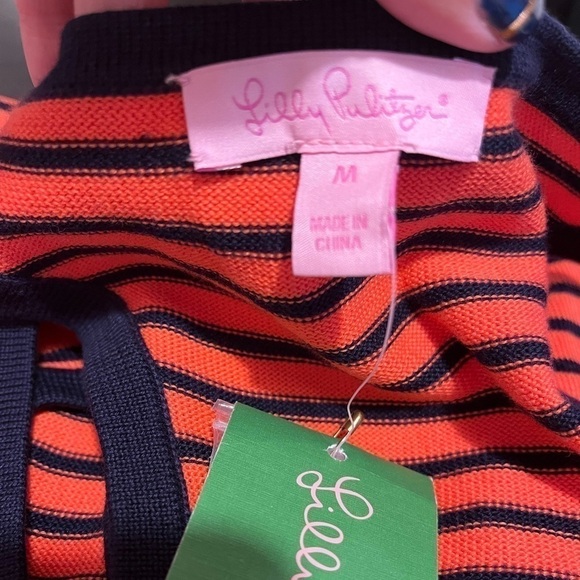 Lilly Pulitzer Stanton Orange Buoy Stripe Sweater Dress Sz M NWT - Picture 10 of 10